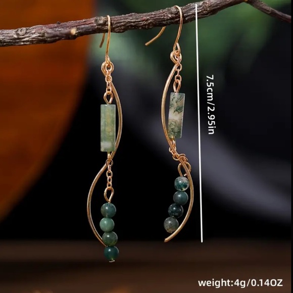 🔥Bohemian Vintage Style Earrings Drop & Dangle Tassel Pendant with Curved Design - Picture 4 of 6